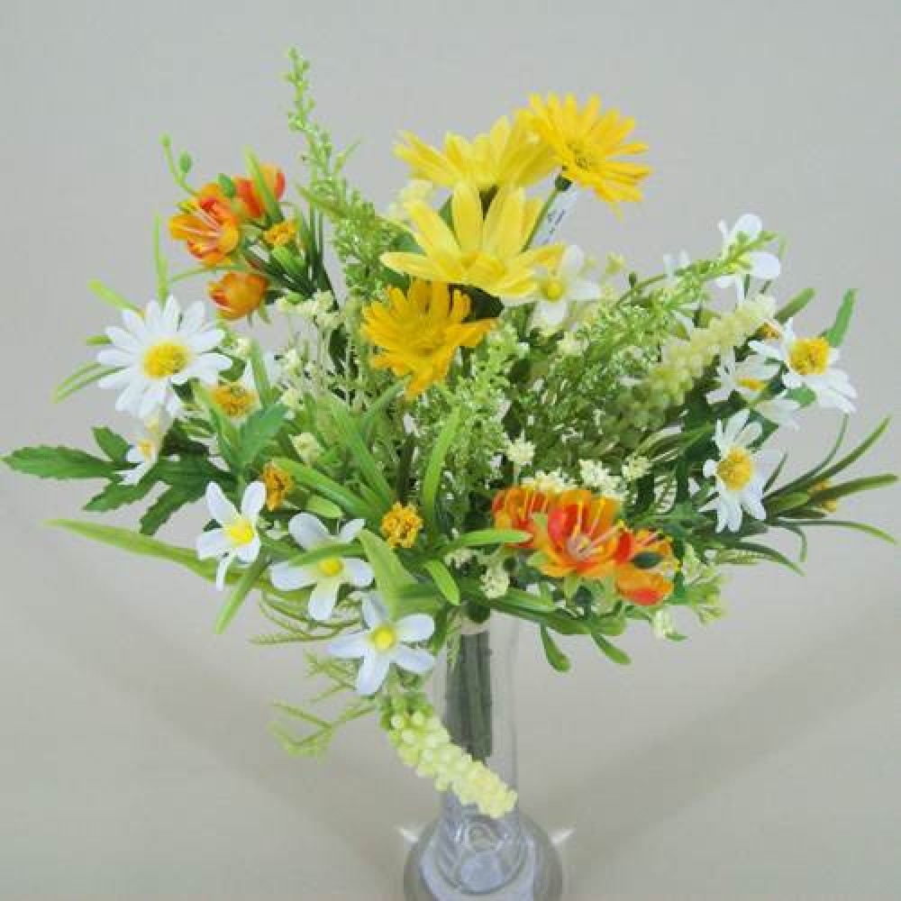 Small Artificial Daisy And Blossom Bundle Yellow 23cm | Artificial Flowers